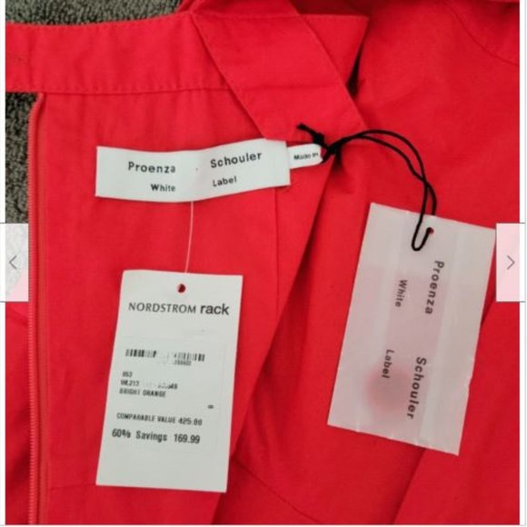 NWT Proenza Schouler Orange Cotton Poplin Apron Midi Dress 0 - Picture 9 of 11